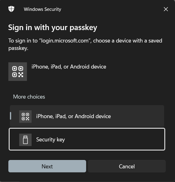 Windows authentication prompt