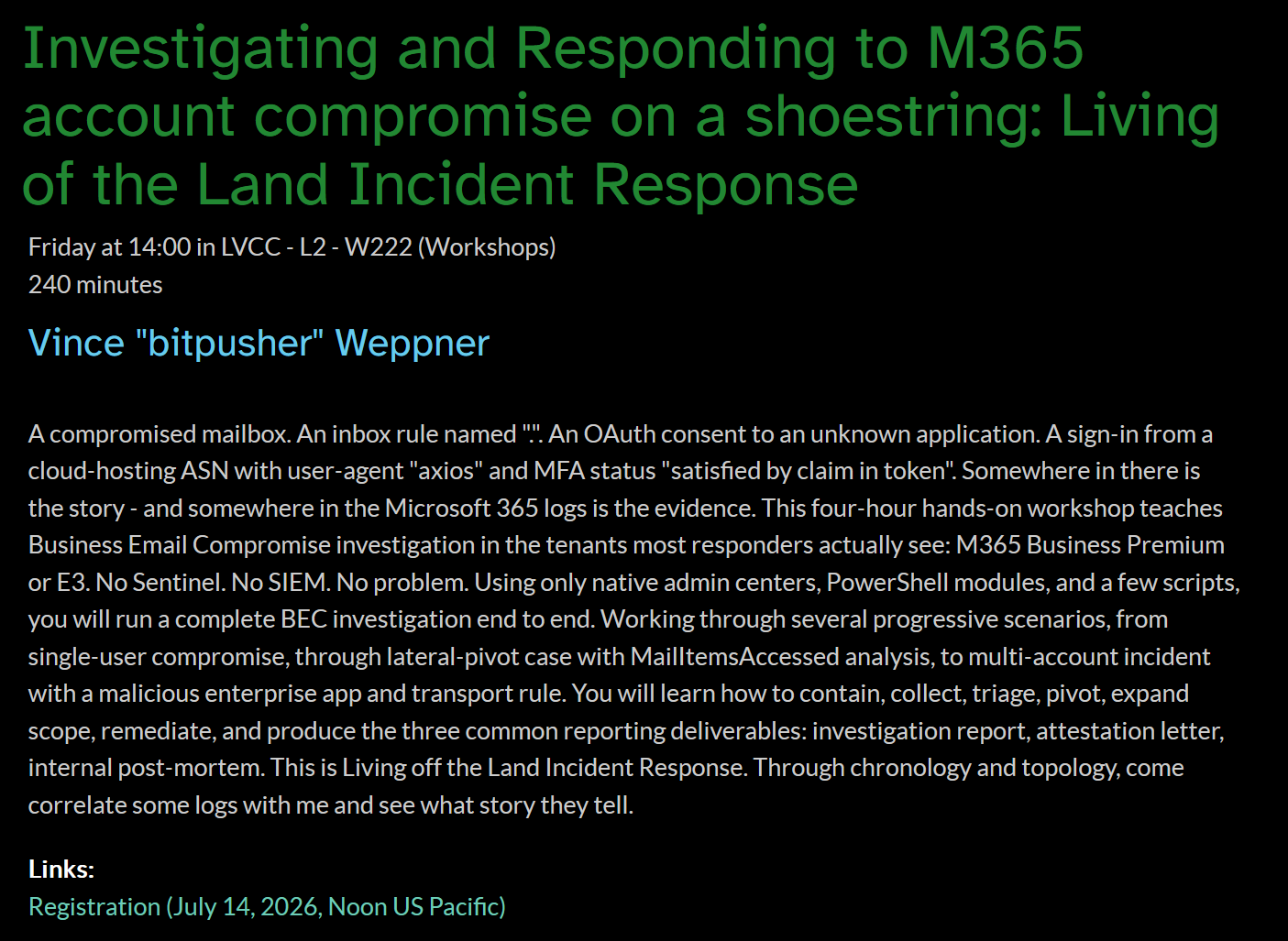 DEF CON workshop blurb